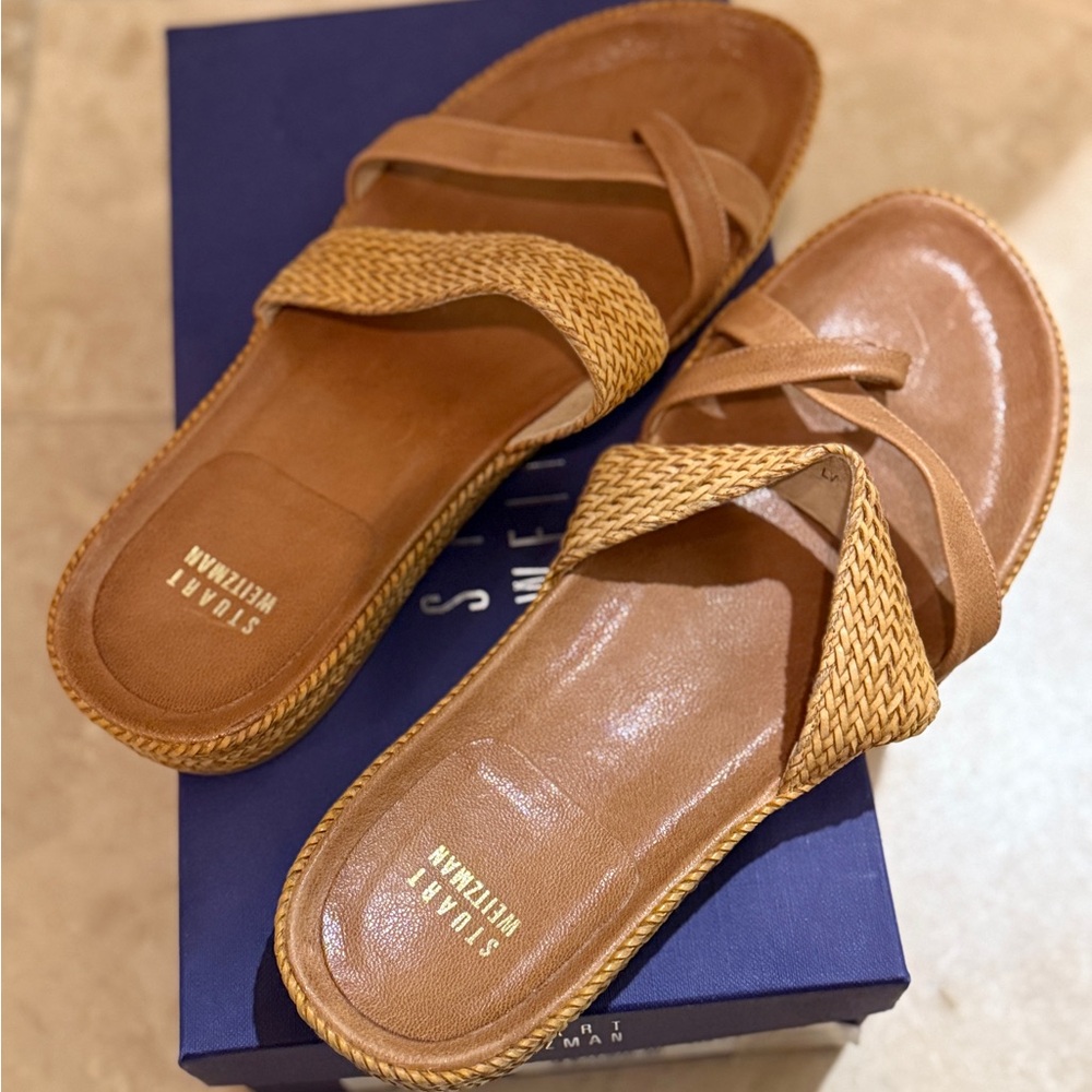 Stuart Weitzman Brown Woven Sandals